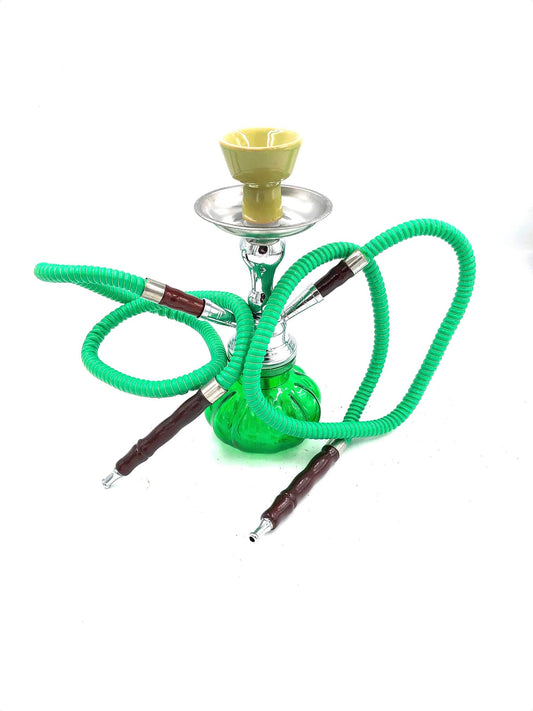 Hookah 2 Hose Set Glass Water Vase Tobacco Bong Smoking Shisha Pipe Hookah Green Color