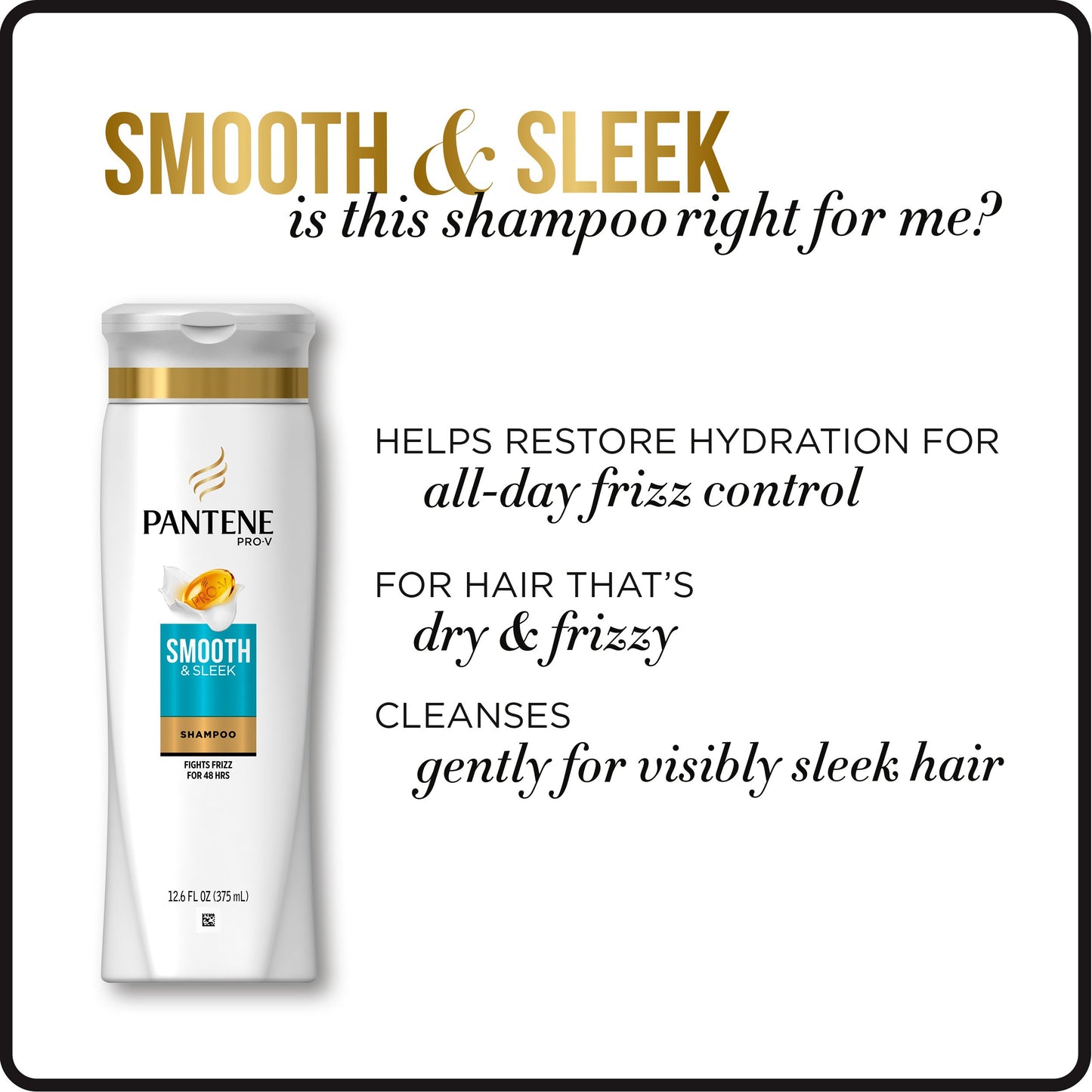 Pantene Shampoo Smooth & Sleek 12.6 Ounce (3 Pack)