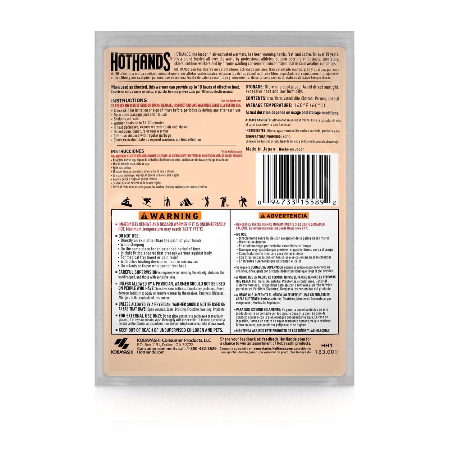 HotHands Body & Hand Super Warmers - Long Lasting Safe Natural Odorless Air Activated Warmers - Up to 18 Hours of Heat - 40 Individual Warmers