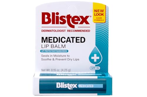 Blistex Medicated Lip Balm, 0.15 Ounce, Prevent Dryness & Chapping, SPF 15 Sun Protection, Seals in Moisture, Hydrating Lip Balm, Easy Glide Full Coverage Formula Stocking Stuffer