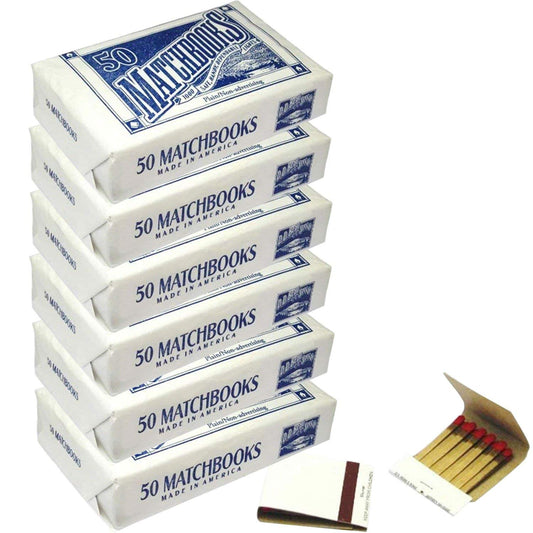 D.D. Bean & Sons White 300 Matchbooks, Wedding Birthday Wholesale, Made in America, 6 Pack