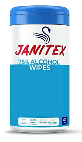Janitex 75% Alcohol Wipes - 80 Wipes per Canister - 80 counts (pack of 1)