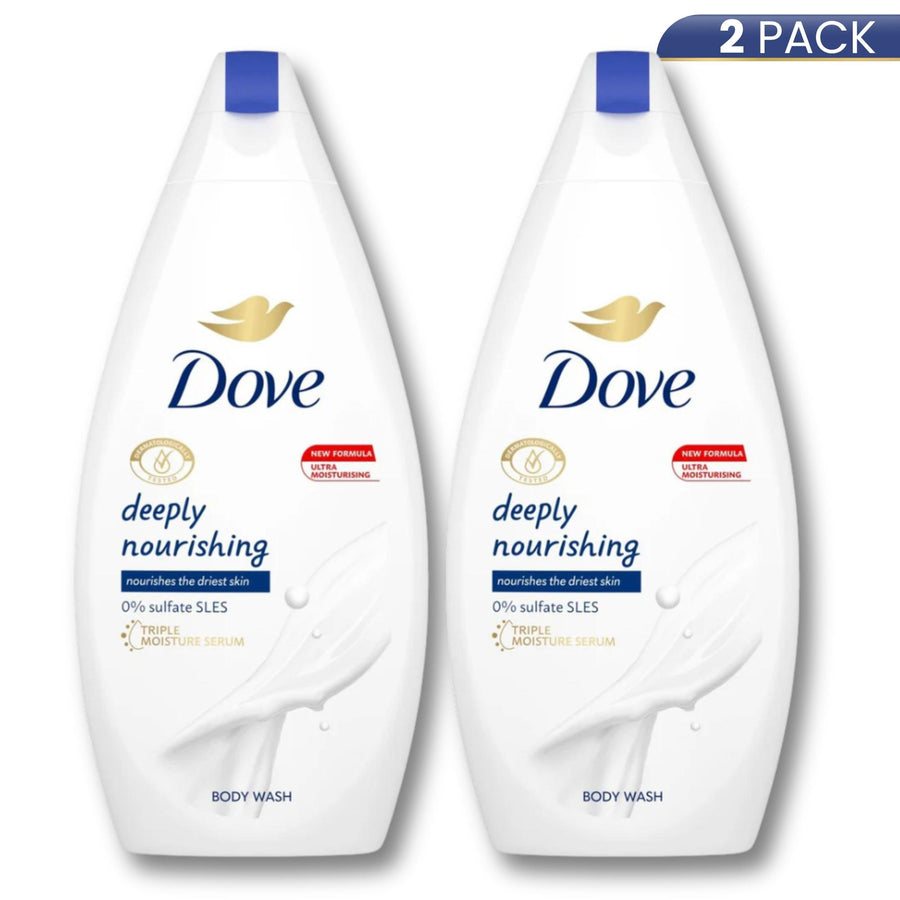 Dove Deeply Nourishing Moisturizer Cleanser - Hydrating Daily Bath Shower Gel for Gentle Body Care, 2-Pack (15.2oz/450ml) for Fresh, Clean Skin, Beauty Products, Body Wash, Youth, Hydration Boost, Bottled Body Wash & Cleansers