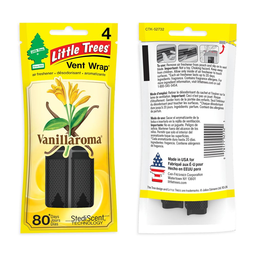 LITTLE TREES Car Air Freshener | Vent Wrap Provides Long-Lasting Scent, Invisibly Fresh!