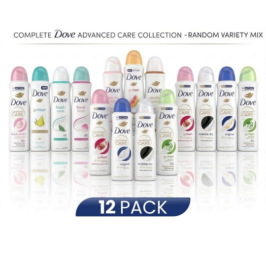 Dove Advanced Care Women's Antiperspirant Deodorant Spray - 1/4 Moisturizing Cream, Scented Variety Pack for Sensitive Skin, 12 Count (5 oz Each), Deodorant For Women