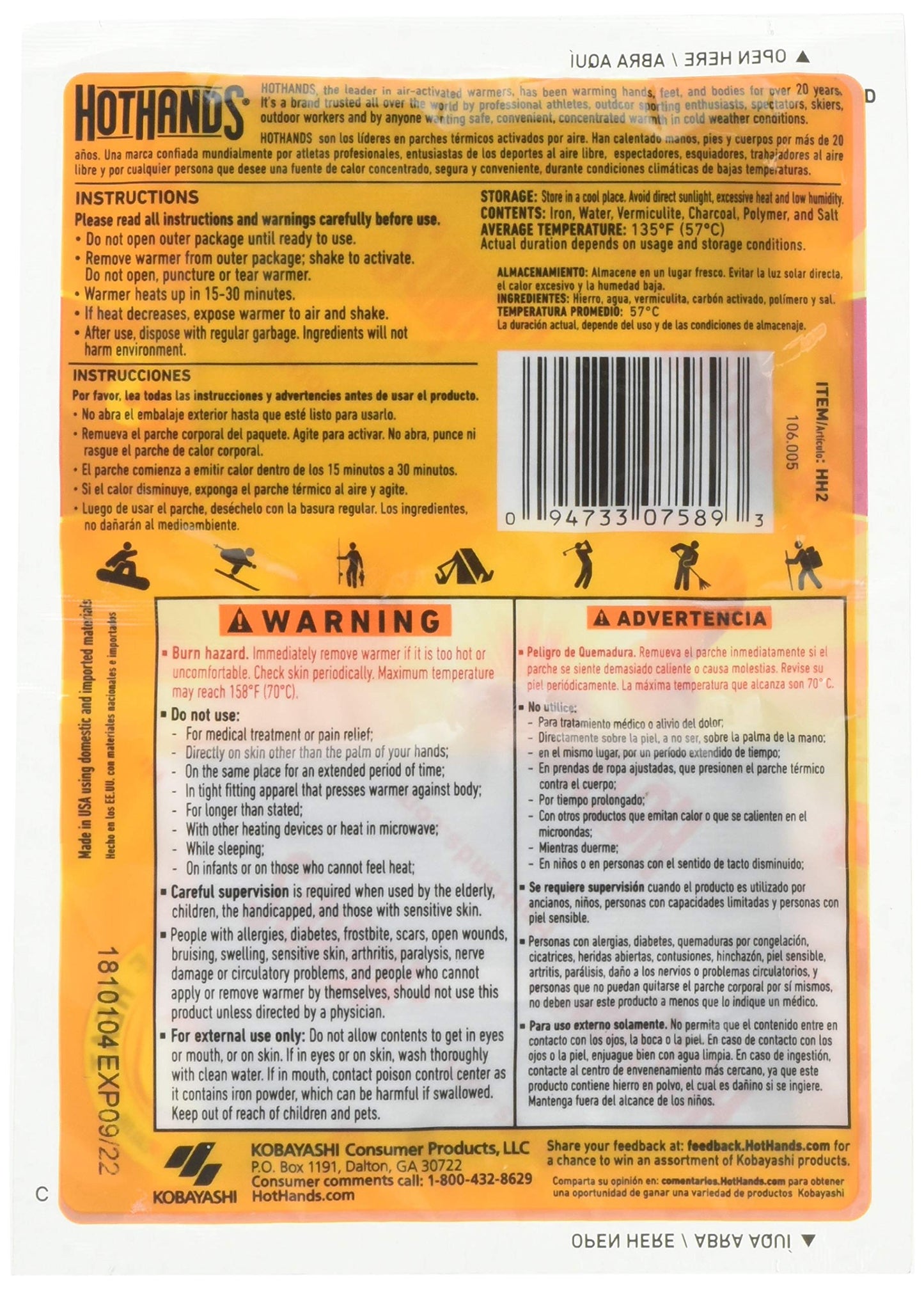 HotHands Hand Warmers 2/PK - 6 Count