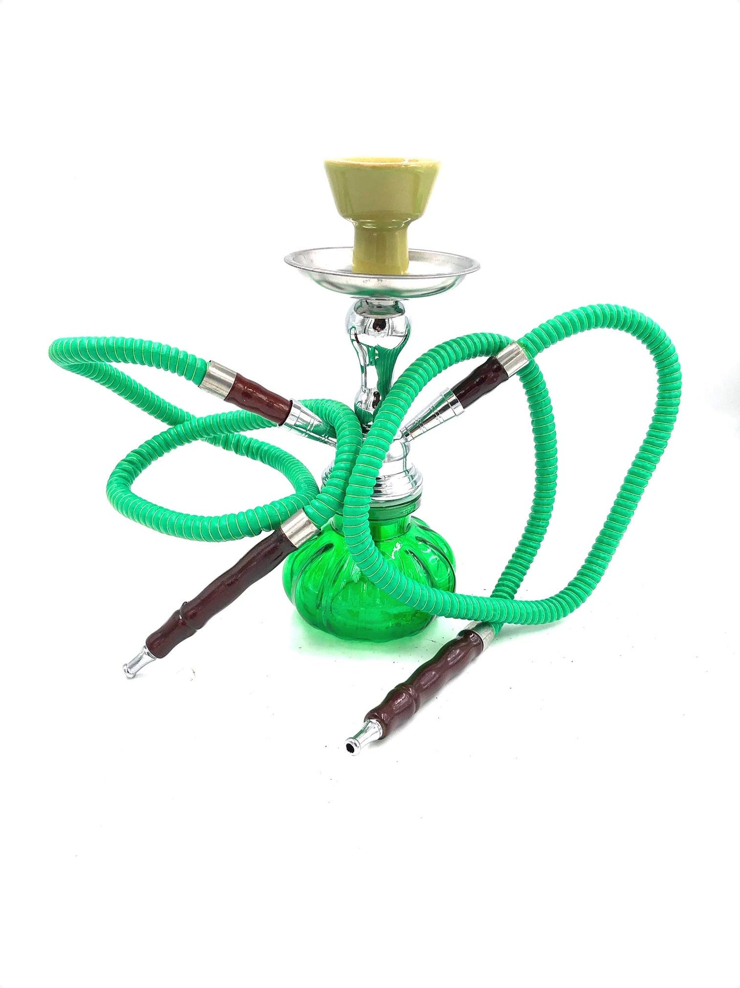 Hookah 2 Hose Set Glass Water Vase Tobacco Bong Smoking Shisha Pipe Hookah Green Color