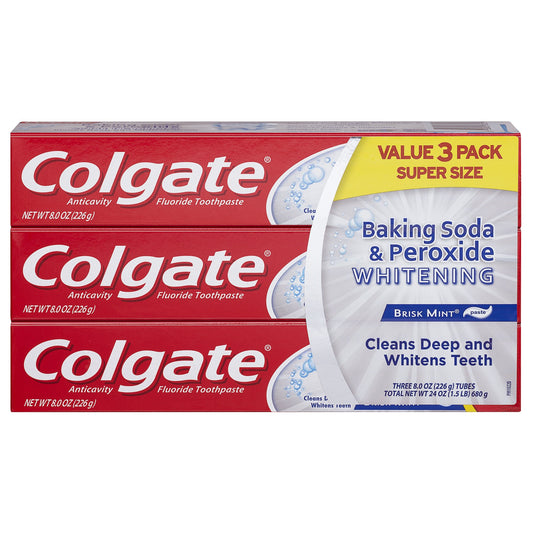Colgate Baking Soda and Peroxide Whitening Toothpaste - 8 ounce (3 Pack)