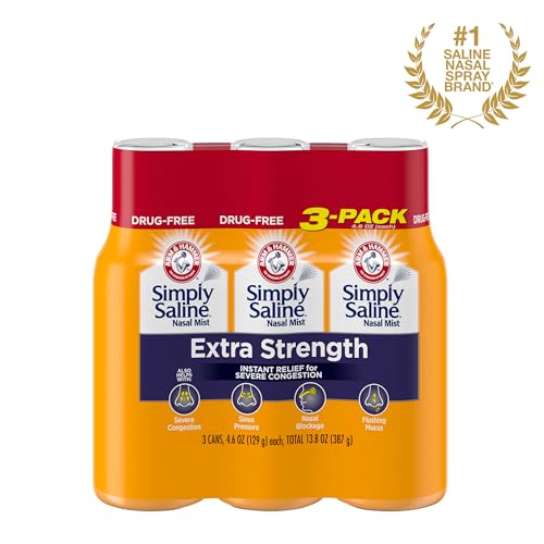 Simply Saline Extra Strength for Severe Congestion Relief Nasal Mist: 4.6oz 3-Pack