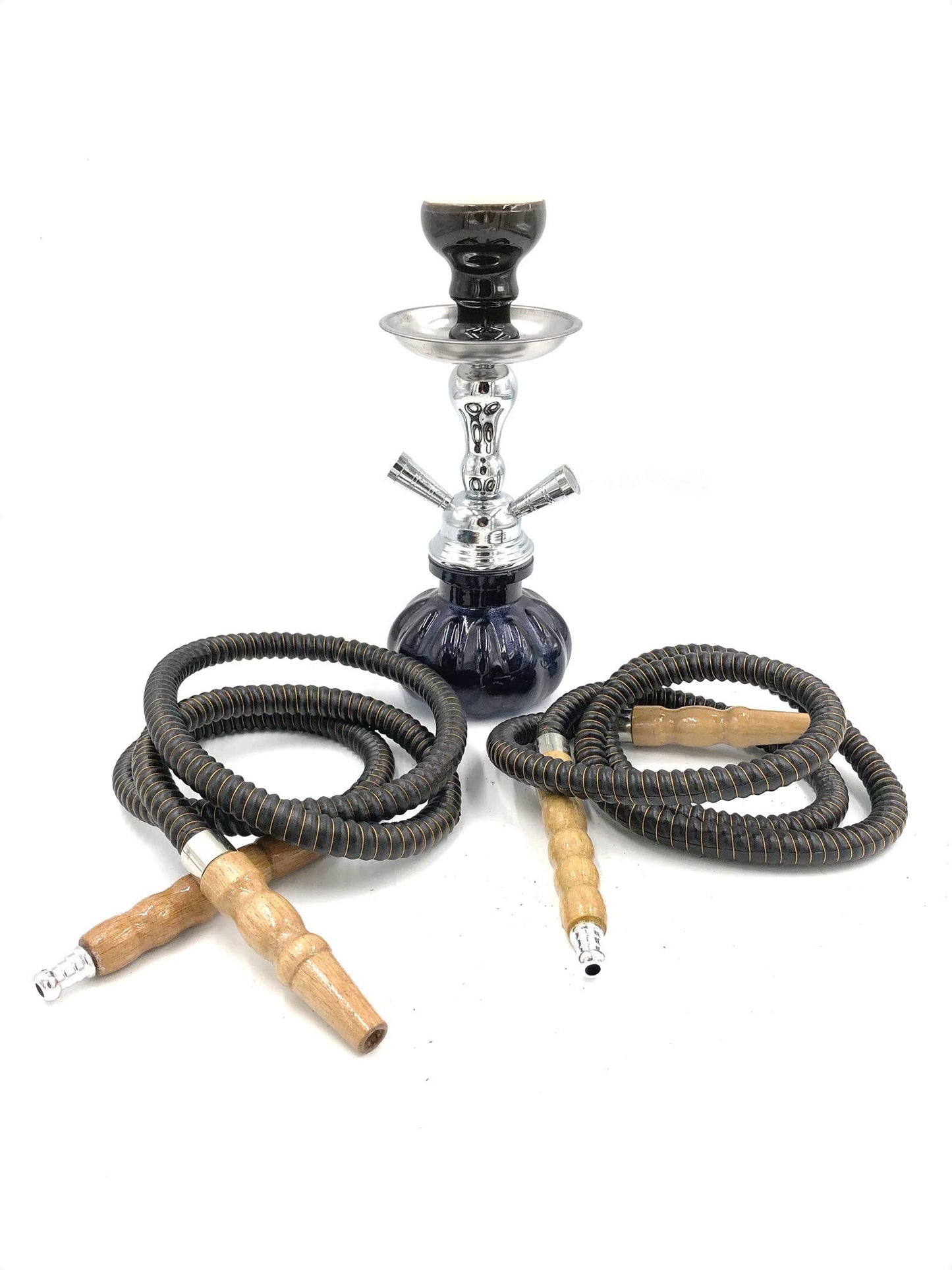 Hookah 2 Hose Set Glass Water Vase Tobacco Bong Smoking Shisha Pipe Hookah Black Color