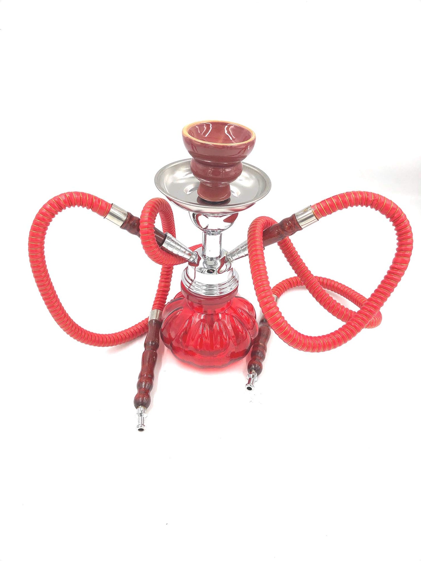 Hookah 2 Hose Set Glass Water Vase Tobacco Bong Smoking Shisha Pipe Hookah RED Color