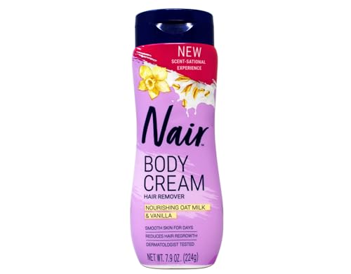 Nair Body Cream Hair Remover, Nourishing Oat Milk & Vanilla, Dermatologist Tested, 7.9 oz (Pack of 3)