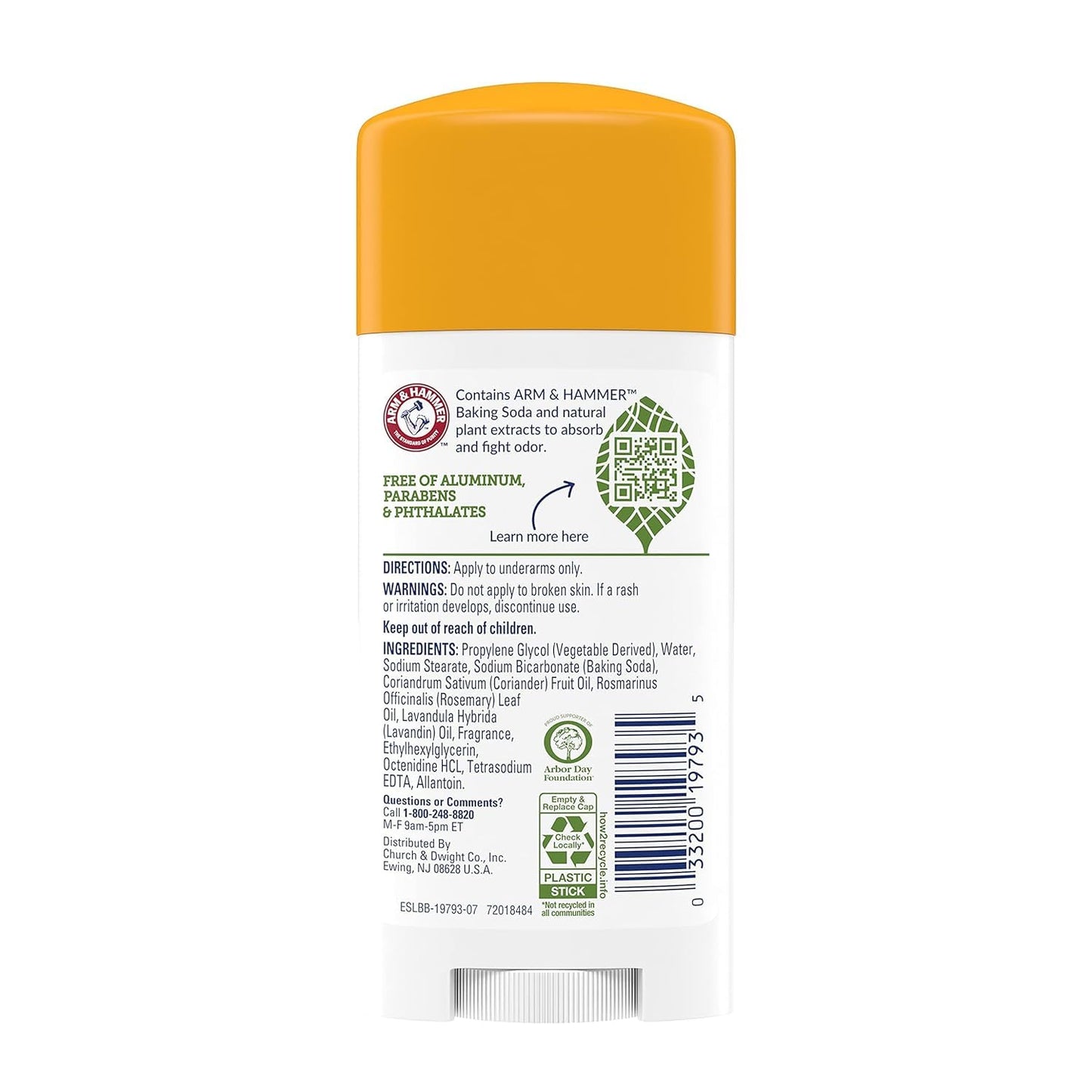 ARM & HAMMER Essentials Natural Deodorant 2.50 oz Pack of