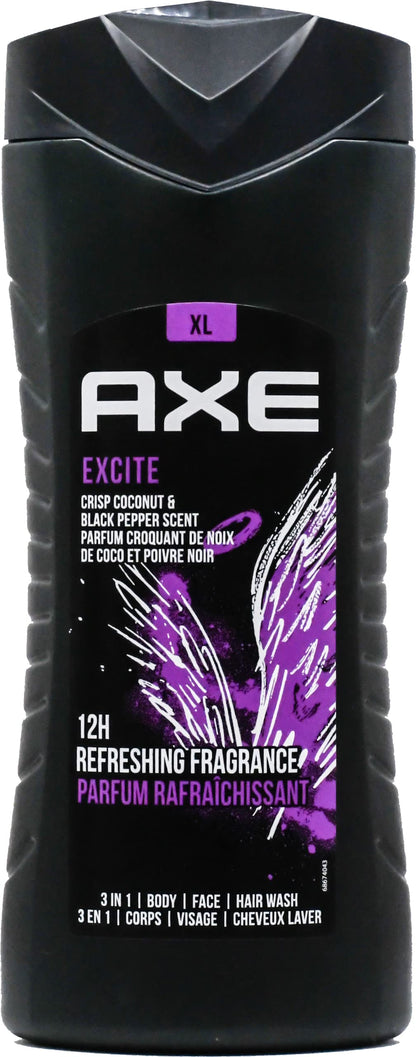 AXE Body Wash 12h Refreshing Fragrance 3-IN-1 Body, Face, Hair Wash, Variety of 6 scents - 13.5 fl Ounce (400 mL)