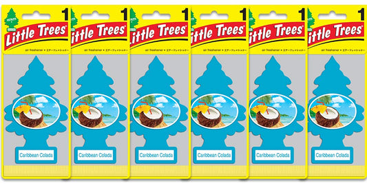 LITTLE TREES Car Air Freshener | Hanging Paper Tree for Home or Car | Caribbean Colada| 6 Pack
