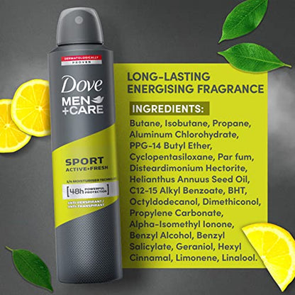 Dove Men Care Anti-Perpirant Deodorant Spray Sport Active Fresh 250Ml - 2 count