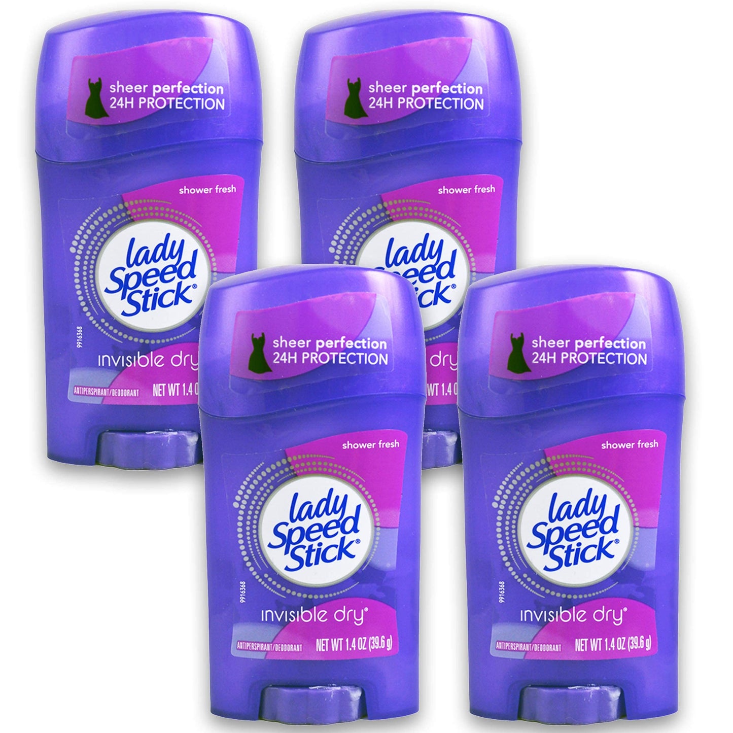 Lady Speed Stick Invisible Dry Antiperspirant & Deodorant, Shower Fresh, 1.4 Ounce (Pack of 4)