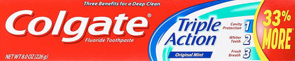 Colgate Triple Action Toothpaste, Mint - 8 ounce (Pack of 6)