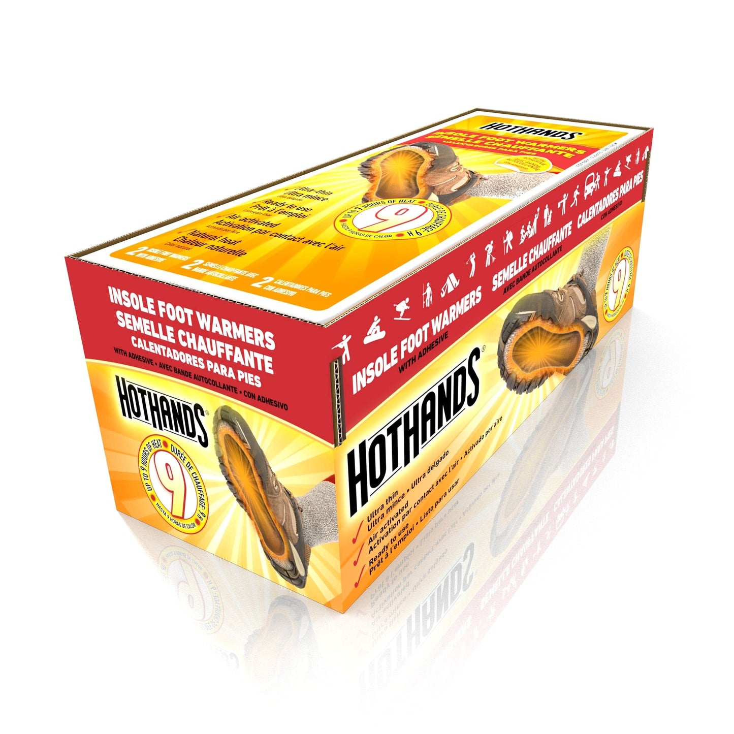 HotHands Insole Foot Warmers - Long Lasting Safe Natural Odorless Air Activated Warmers - Up to 9 Hours of Heat - 16 Pair, Black