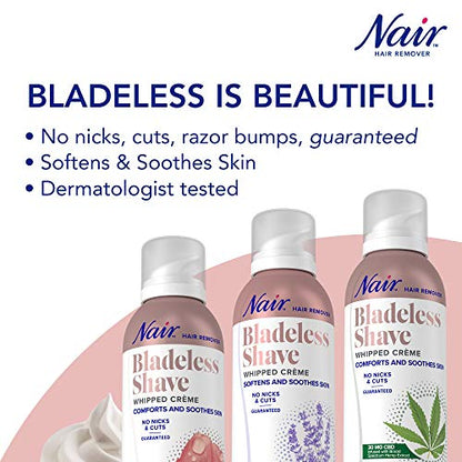 Nair Hair Remover Bladeless Shave Whipped Crème, Painless Hair Removal, 5 Oz Can