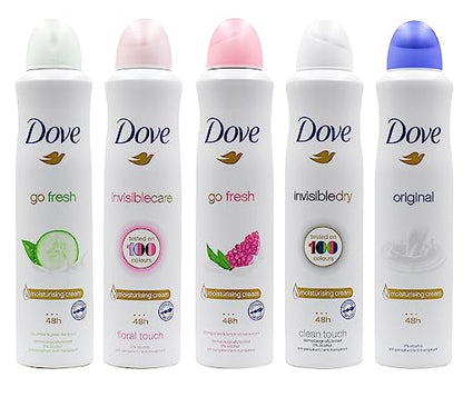 Dove Antiperspirant Deodorant Spray, International Version, 250 ml (Pack of 5)