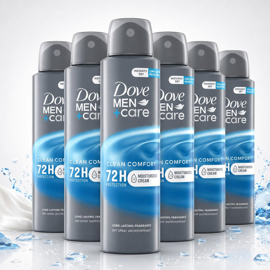 Dove Men+Care Clean Comfort Dry Spray Antiperspirant Deodorant Value Bundle (150ml/5oz) - 72-Hour Sweat Protection, Odor Control, Moisturizing Cream, Fresh, Long-Lasting Body Care Products Multipack Set