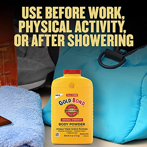 Gold Bond Talc-Free Medicated Body Powder, Original Strength, 4 Oz (Pack of 4)