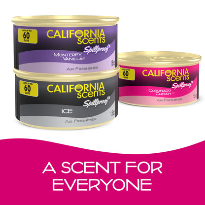 Can Air Freshener and Odor Neutralizer by California Scents, Set of 12 Spillproof Cans for Home and Car, Coronado Cherry, 1.5 Oz Each
