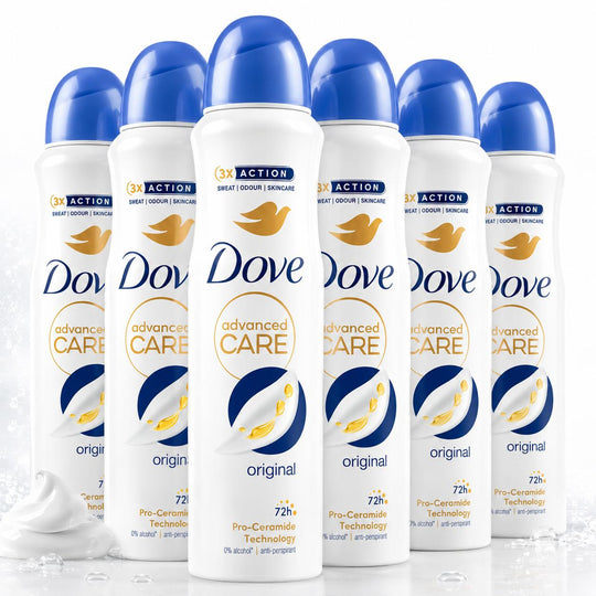Dove Advanced Care Antiperspirant Deodorant Spray, 72 HR Sweat Odor Control with Pro-Ceramide, Deodorant for Women with a Light Original Fragrance, Gentle for Sensitive Skin, Daily Body Care Products, 150ml Multipack, Scented, Moisturizing, Underarm Care