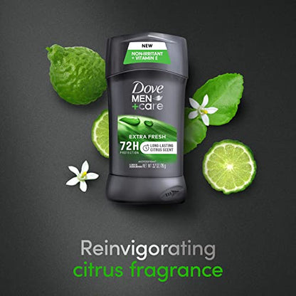 Dove Men+Care Extra Fresh Men's Antiperspirant Deodorant Stick Extra Fresh Twin pack With 72-hour sweat & odor protection with 1/4 Moisturizing Cream & Long-lasting Citrus Scent 2.7 oz