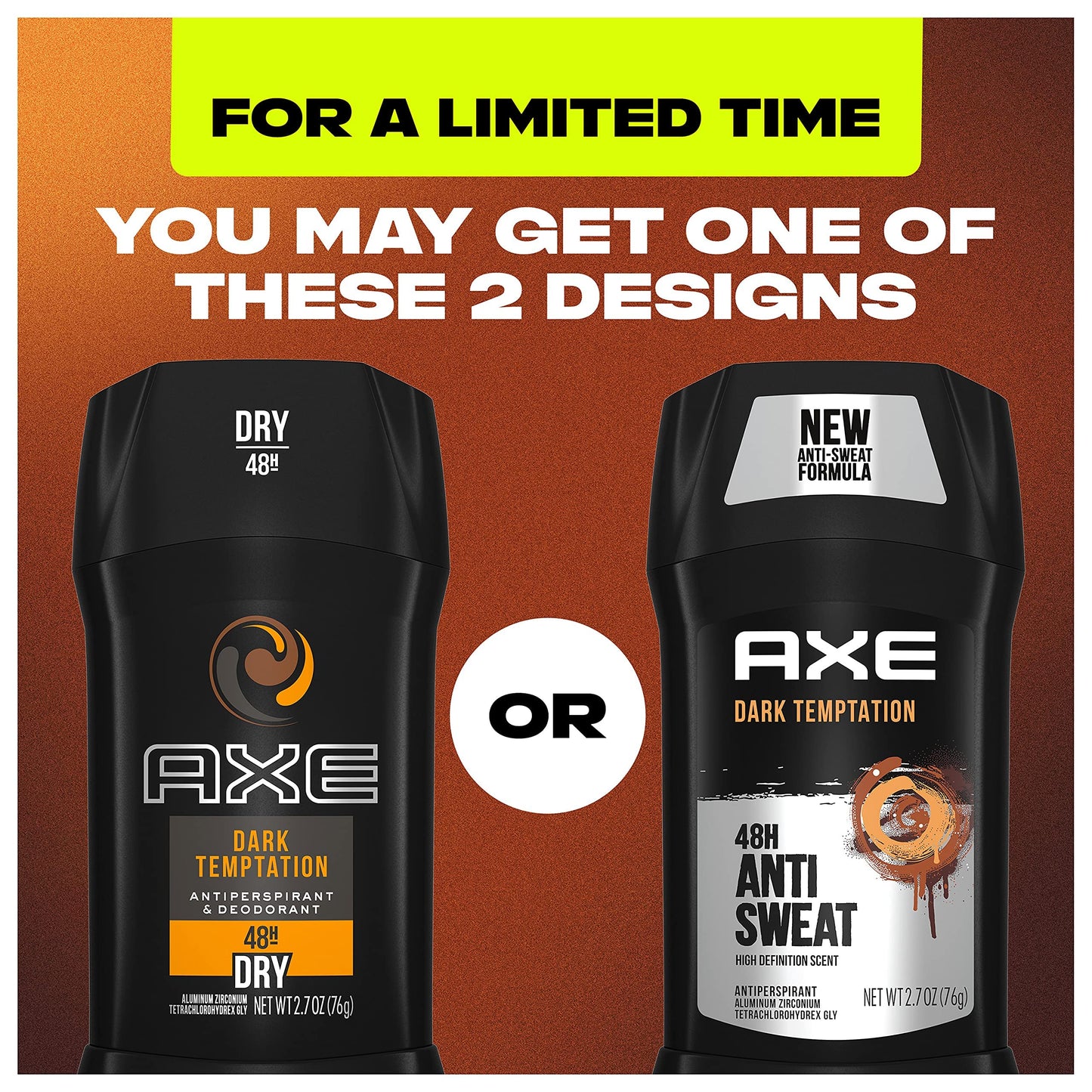 AXE Antiperspirant Deodorant Stick for Men, Dark Temptation 2.7 Ounce (Pack of 6)