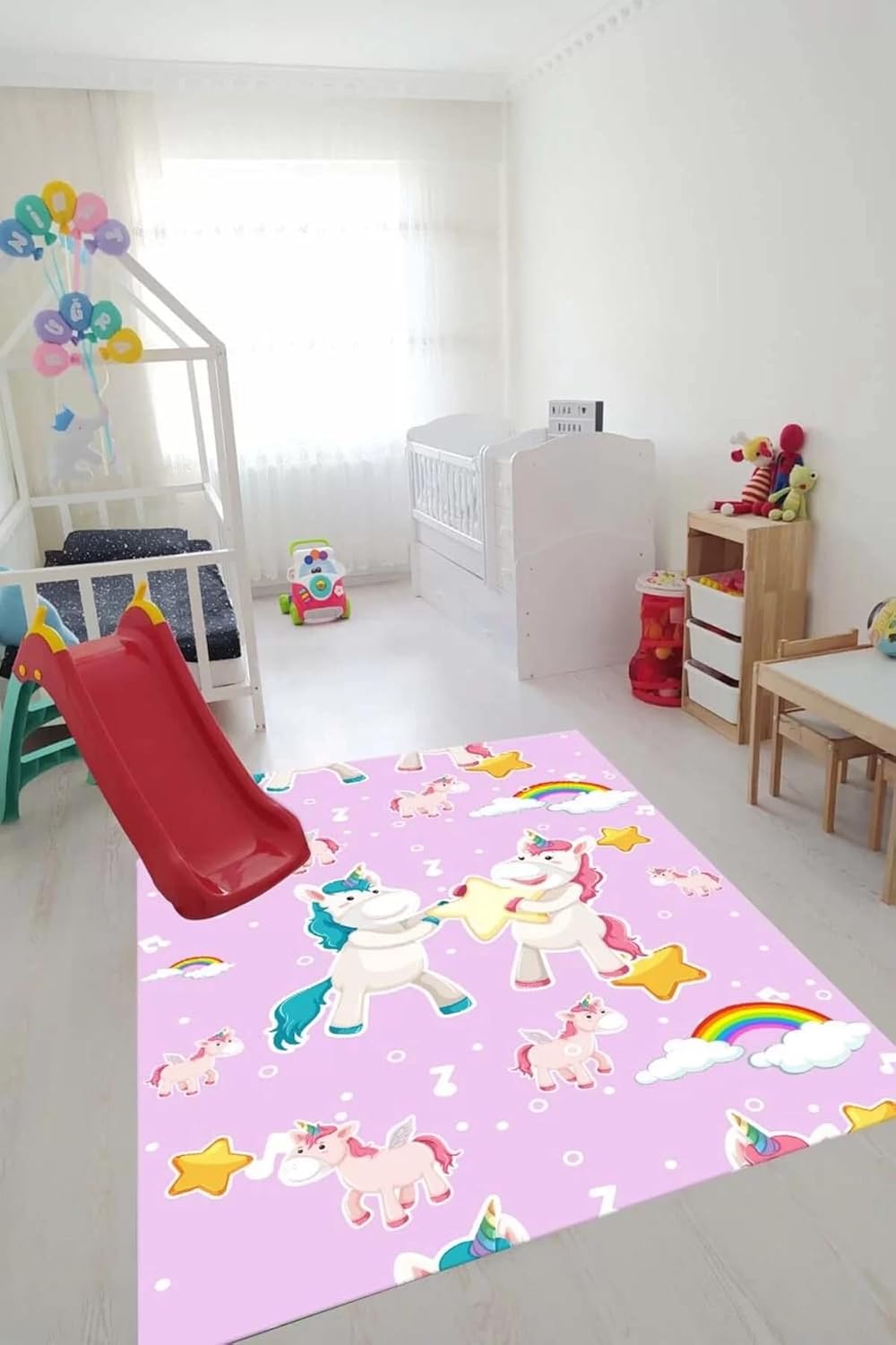 120x180cm / 4x6ft Unicorn Carpet, Kids Room Rug, Personalised Soft Nursery Carpet, Washable Kids Room Rug, Home Decor, Gift for Kids, Playroom Rug,You are Magical Rug with Unicorns