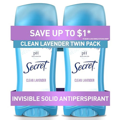 Secret Antiperspirant and Deodorant for Women pH Balanced Invisible Solid 2.6 Oz