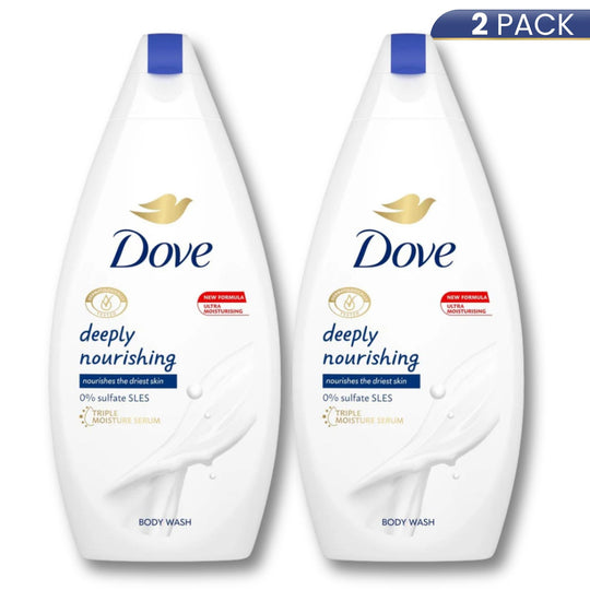 Dove Deeply Nourishing Moisturizer Cleanser - Hydrating Daily Bath Shower Gel for Gentle Body Care, 2-Pack (15.2oz/450ml) for Fresh, Clean Skin, Beauty Products, Body Wash, Youth, Hydration Boost, Bottled Body Wash & Cleansers