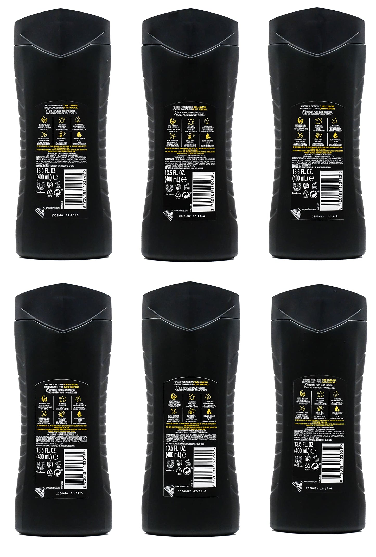 AXE Body Wash 12h Refreshing Fragrance 3-IN-1 Body, Face, Hair Wash, Variety of 6 scents - 13.5 fl Ounce (400 mL)