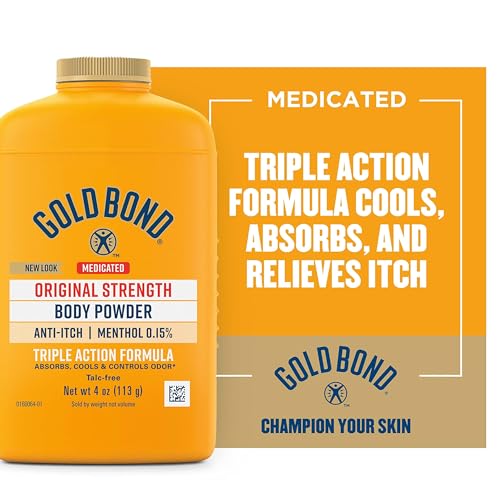 Gold Bond Talc-Free Medicated Body Powder, Original Strength, 4 Oz (Pack of 4)