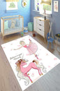 120x180cm /4x6ft Princes Rug with Unicorn, Kids Room Rug, Personalised Soft Nursery Carpet, Washable Kids Room Rug, Home Decor, Gift for Kids,Princes Playroom Rug
