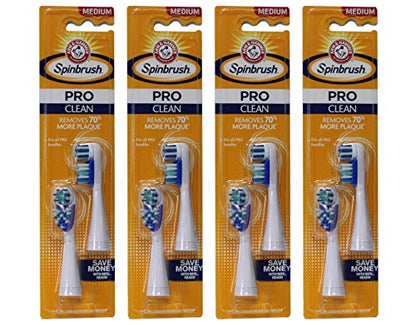 ARM & HAMMER Spinbrush Pro-Clean Replacement Brush Heads, Medium 2 ea (Pack of 4)