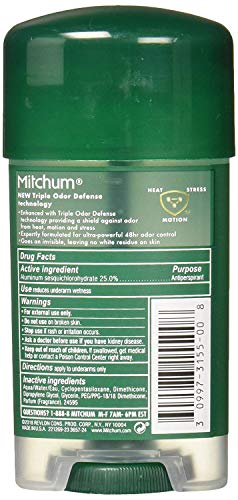 Mitchum Antiperspirant Deodorant Stick for Men Triple Odor Defense Gel 48 H Protection Oz