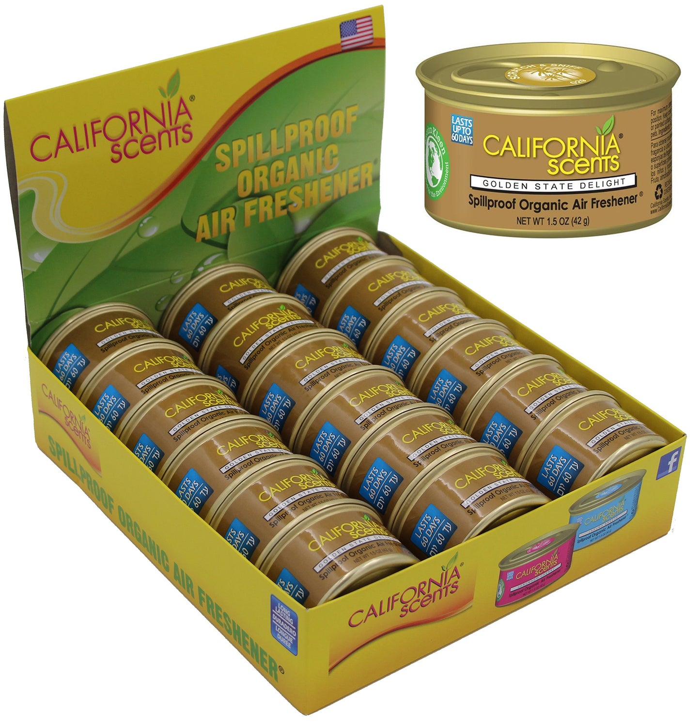 California Scents Spillproof Organic Air Fresheners, 1.5 Ounce Cannister (Pack of 4)