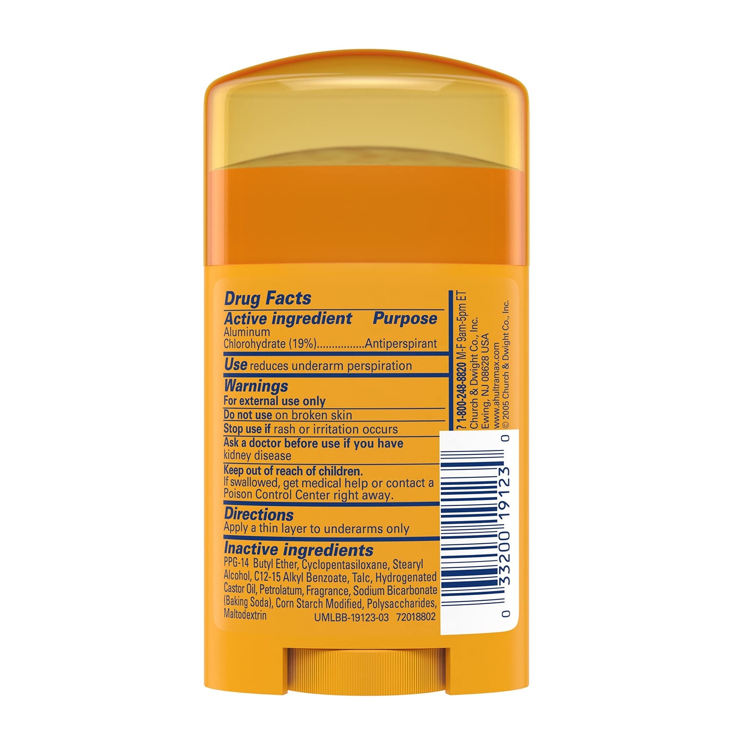 Arm & Hammer Ultra Max Powder Fresh Antiperspirant Deodorant 1.0 Oz Travel Size (Pack of 3)