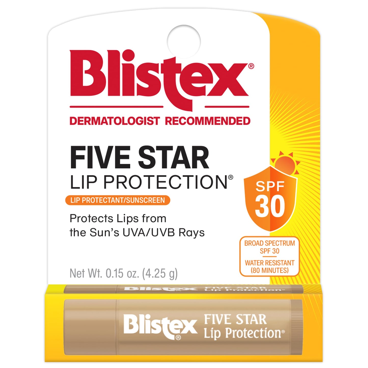Blistex Five Star Lip Protection SPF 30 0.15 oz Pack of