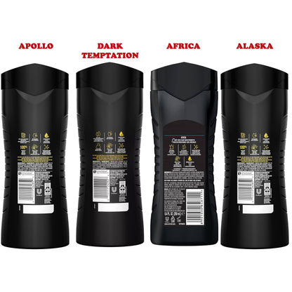 AXE Men's Body Wash Variety Set, 4 Pack, Assorted Scents, 3-in-1 Body, Face and Hair Wash, 13.5 Oz. Each