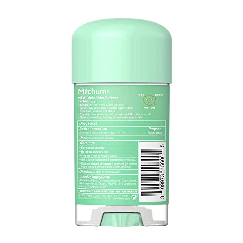 Mitchum Gel Anti-Perspirant Deodorant, Triple Odor Defense for Women, Powder Fresh, 2.25 Oz - 4 Pack