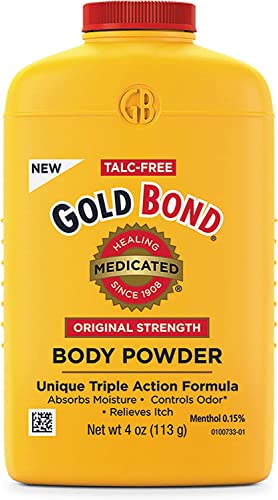 Gold Bond Talc-Free Medicated Body Powder, Original Strength, 4 Oz (Pack of 4)