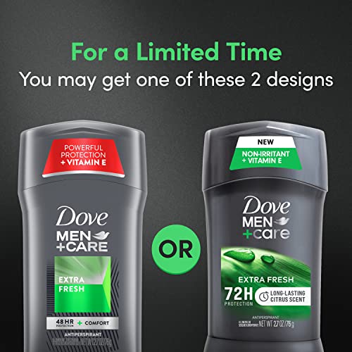 Dove Men+Care Extra Fresh Men's Antiperspirant Deodorant Stick Extra Fresh Twin pack With 72-hour sweat & odor protection with 1/4 Moisturizing Cream & Long-lasting Citrus Scent 2.7 oz