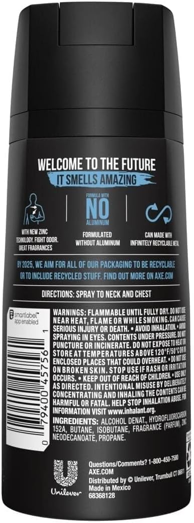 12 AXE body spray deodrant Anit-Aerspirant (12X 150 ml/5.07 oz, Mix within the available kinds)