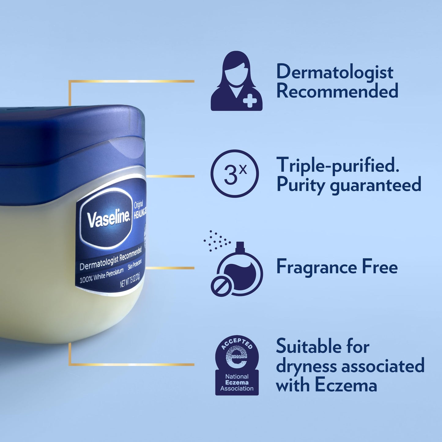 Vaseline Unscented Petroleum Jelly Balm 50ml - Pack of 2, Hypoallergenic, for All Skin Types