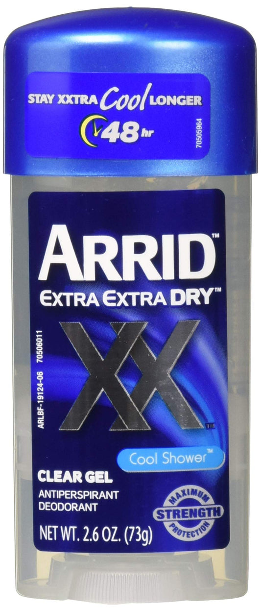 Arrid Extra Dry Clear Gel Antiperspirant Deodorant Cool Shower 2.6 Pack of