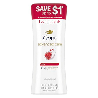 Dove Advanced Care Antiperspirant Deodorant Stick for Women Revive for 48 Hour Protection And Soft And Comfortable Underarms 2.6 oz, 2 Count